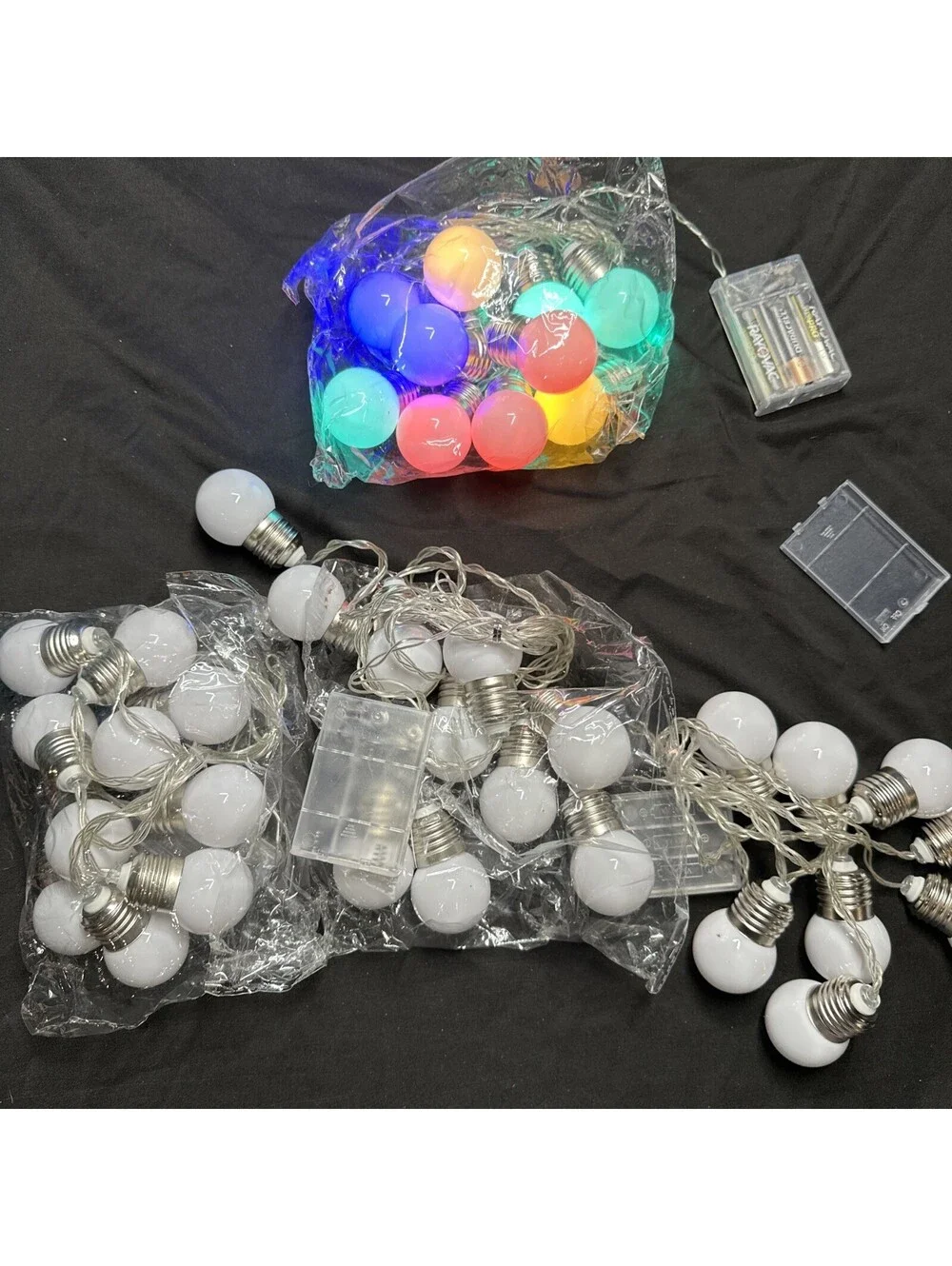Four Sets Of Colorful Light Bulb String Lights Battery Powered